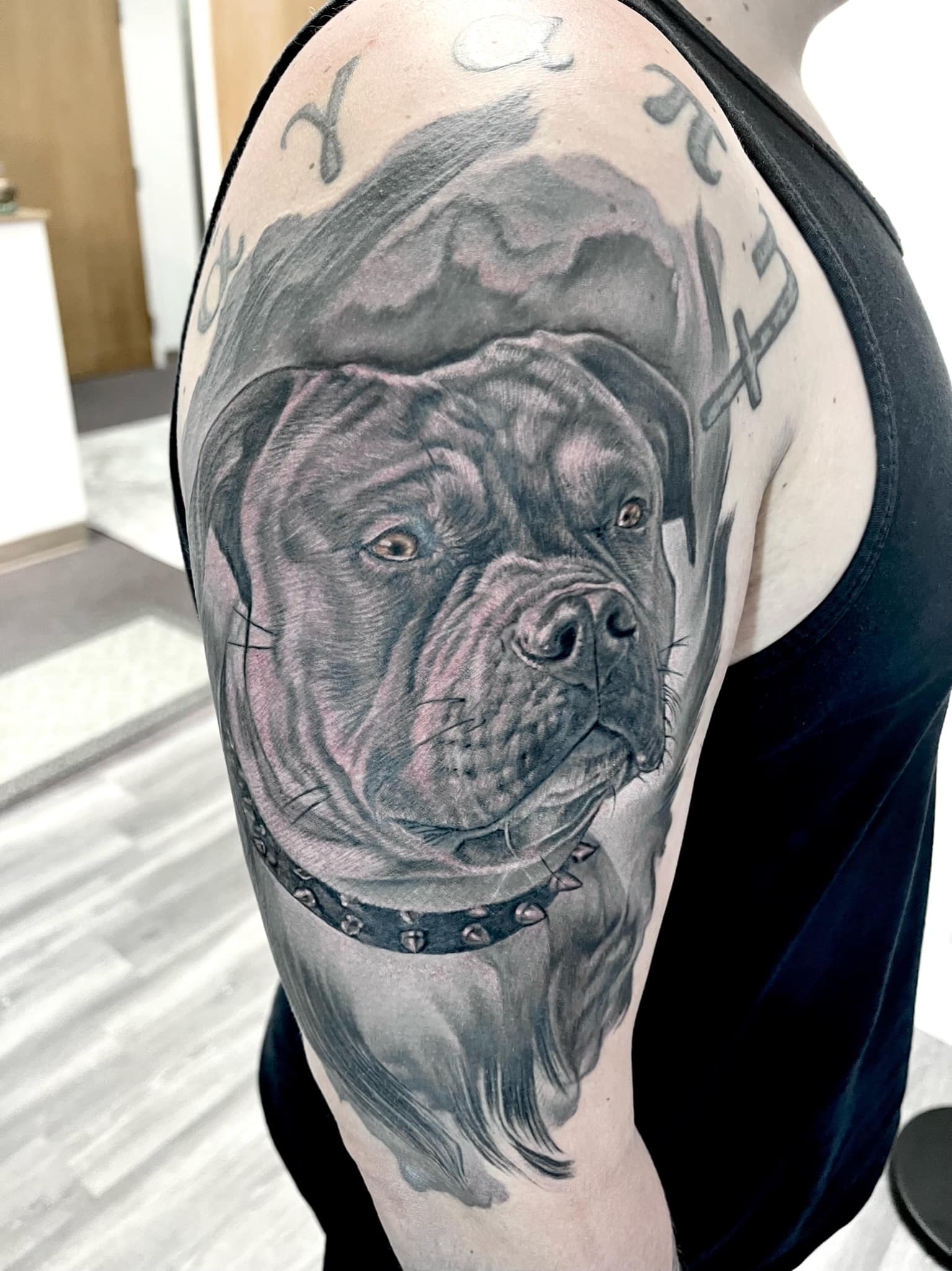 black-and-grey-rottweiler-tattoo-by-josh-hibbard